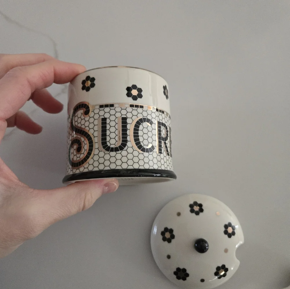 NEW Anthropologie Bistro Tile Sugar Bowl